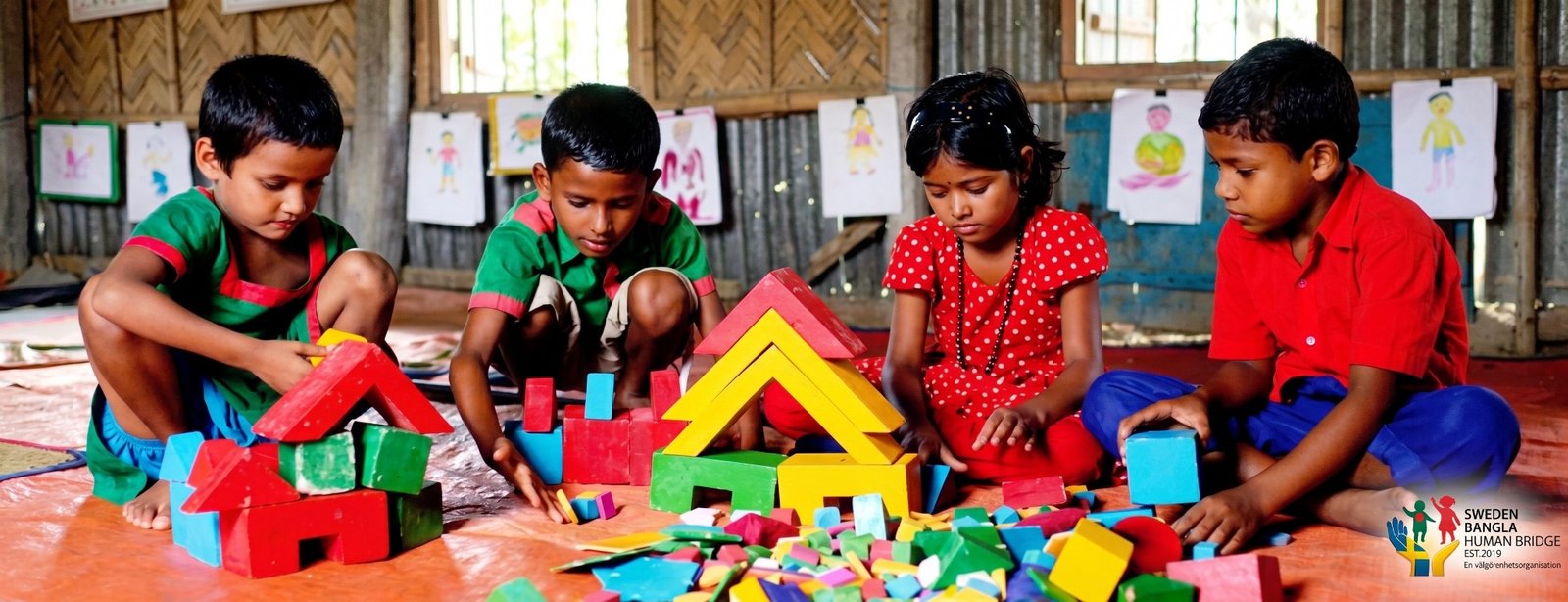 Children participating in an educational and creative activity